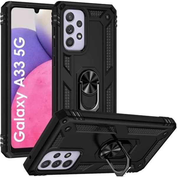 Svart skal till Samsung Galaxy A33 5G - Stötsäkert skydd Militärstil Robust Ring 360 Roterande Phonillico®