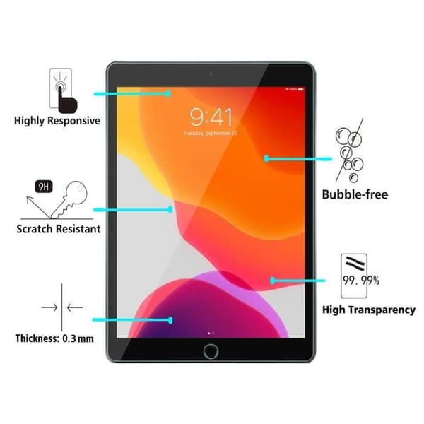 Fodral + 2 härdade glasögon för iPad 9 - iPad 8 - iPad 7 - 10,2 tum - Stötsäkert skydd Transparent Phonillico®