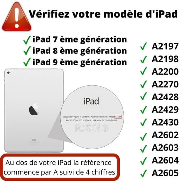Fodral + 2 härdade glasögon för iPad 9 - iPad 8 - iPad 7 - 10,2 tum - Stötsäkert skydd Transparent Phonillico®