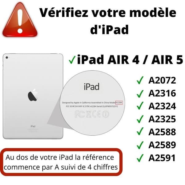 Fodral + 2 härdade glasögon för iPad AIR 5 - iPad AIR 4 - Stötsäkert skydd Transparent Phonillico®