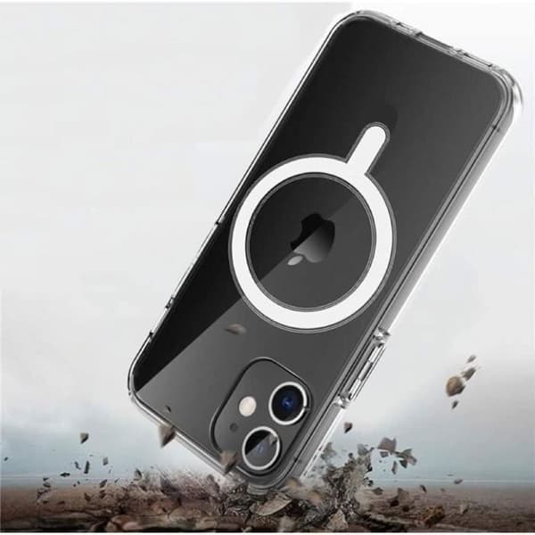 Skal till iPhone 14 PRO MAX - Transparent silikon med integrerad magnetisk cirkel Phonillico®
