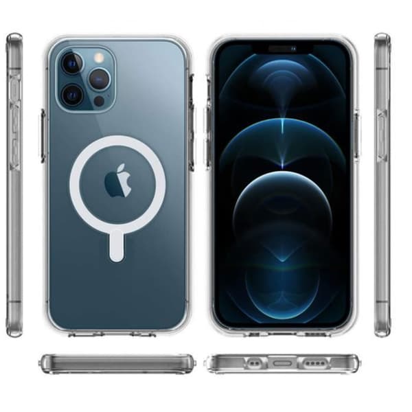 Skal till iPhone 14 PRO MAX - Transparent silikon med integrerad magnetisk cirkel Phonillico®