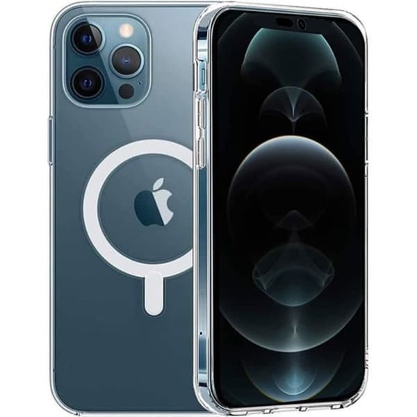 Skal till iPhone 14 PRO MAX - Transparent silikon med integrerad magnetisk cirkel Phonillico®