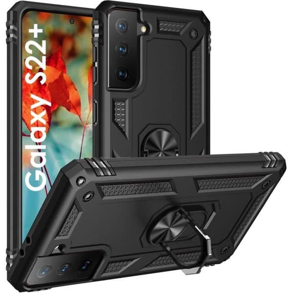 Coque Noir för Samsung S22 PLUS 5G - Stötabsorberande Militärstil Skydd Robust Ring 360 Rotera Phonillico®