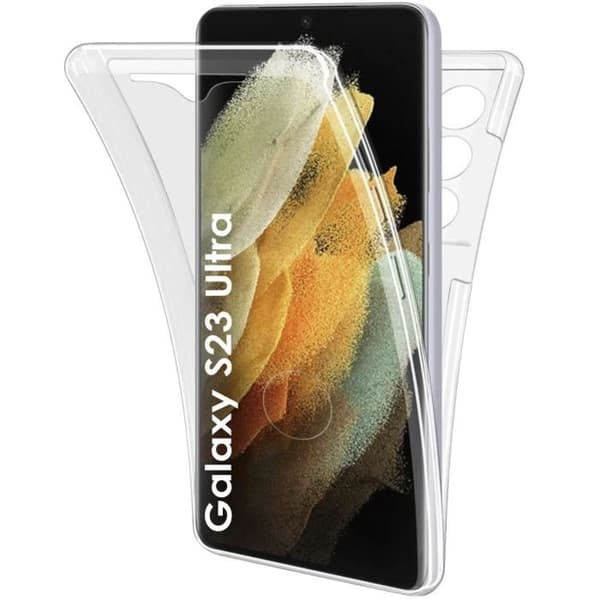 Fodral till Samsung Galaxy S23 ULTRA - 360 graders genomskinligt skal med 2 fram- och bakdelar, sammankopplade Phonillico®