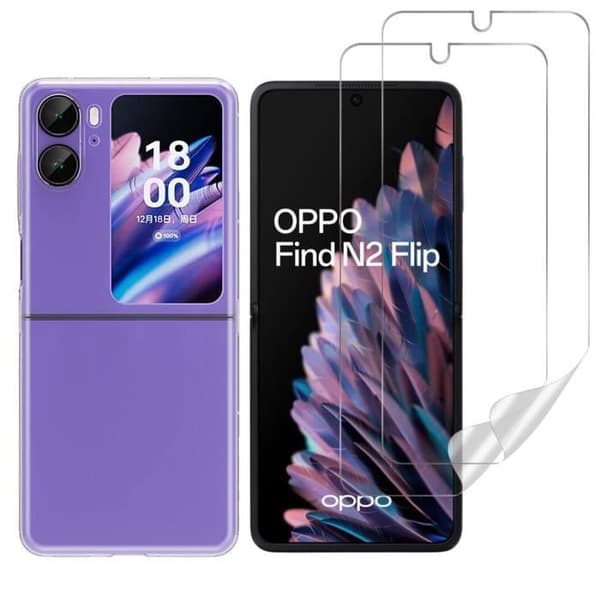 Skyddsfodral för Oppo Find N2 Flip och 2 Plastskärmskydd Phonillico®