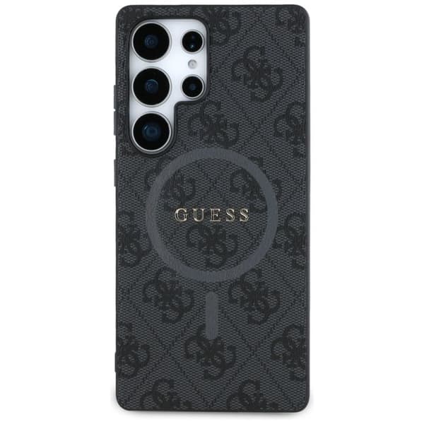 Gissa - GUHMS25LG4GFRK - Läder 4G Färgad Ring Klassisk Logotyp MagSafe Fodral Samsung Galaxy S25 Ultra svart