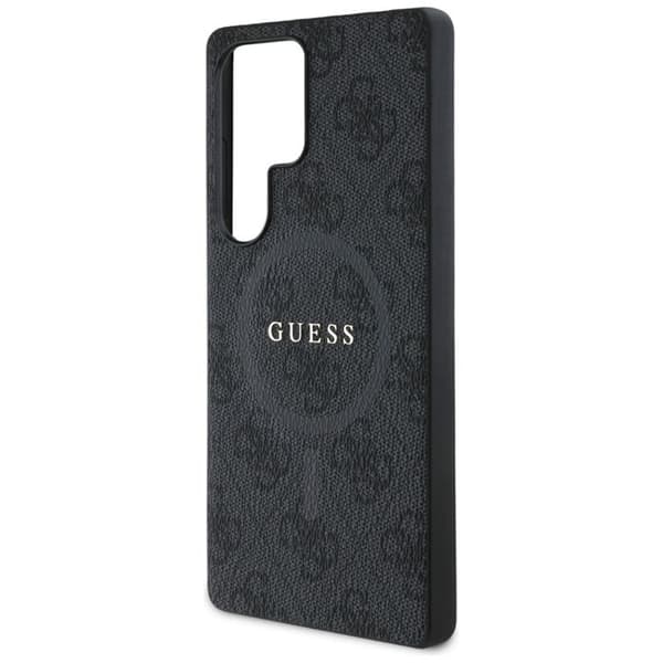 Gissa - GUHMS25LG4GFRK - Läder 4G Färgad Ring Klassisk Logotyp MagSafe Fodral Samsung Galaxy S25 Ultra svart