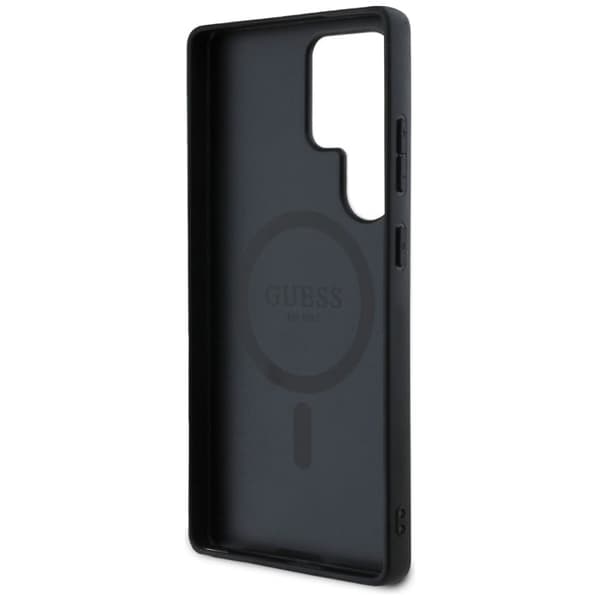 Gissa - GUHMS25LG4GFRK - Läder 4G Färgad Ring Klassisk Logotyp MagSafe Fodral Samsung Galaxy S25 Ultra svart
