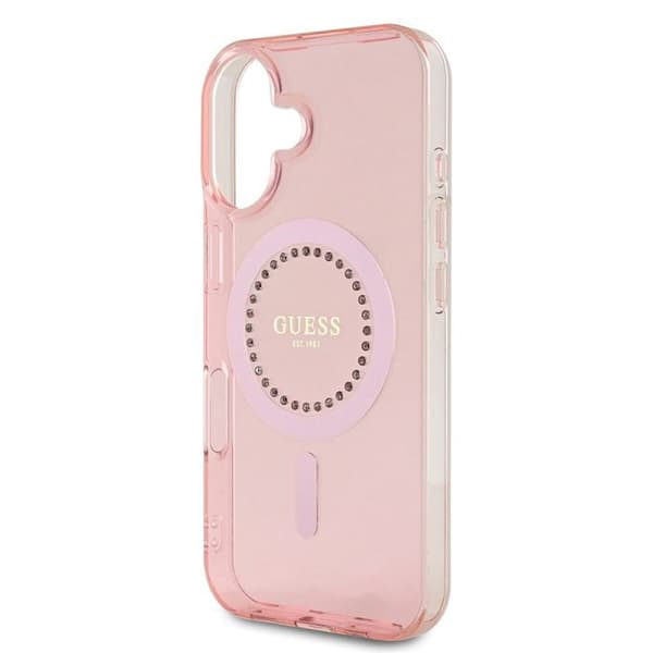 iPhone 16-fodral - Guess IML Strass MagSafe (GUHMP16SPFTDTEP) - Rosa