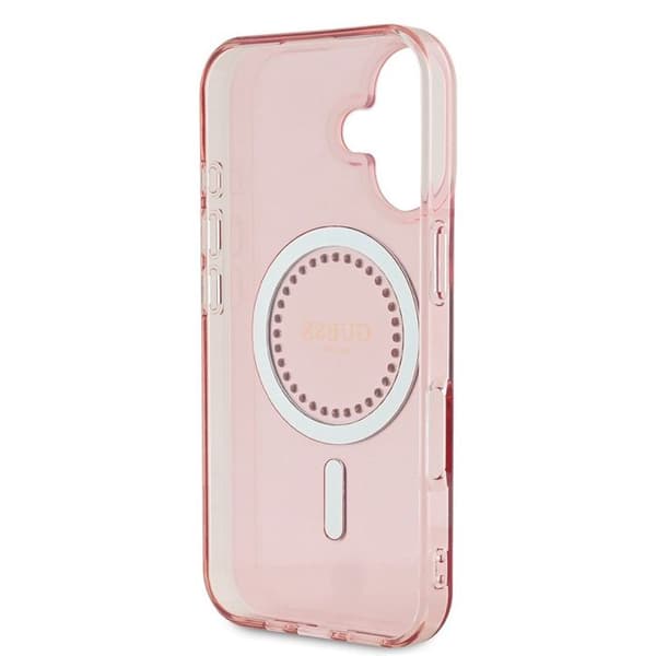 iPhone 16-fodral - Guess IML Strass MagSafe (GUHMP16SPFTDTEP) - Rosa