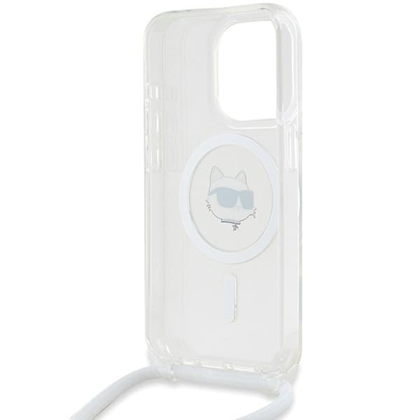 iPhone 15 Pro Max-fodral - Karl Lagerfeld IML MagSafe (KLHMP15XHCHCCHNT) - Genomskinligt Choupette-huvud och -lina