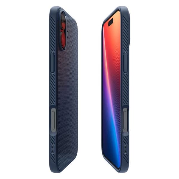 Skyddsskal - Spigen - iPhone 16 - Mörkblå - Semi-rigid - Elegant