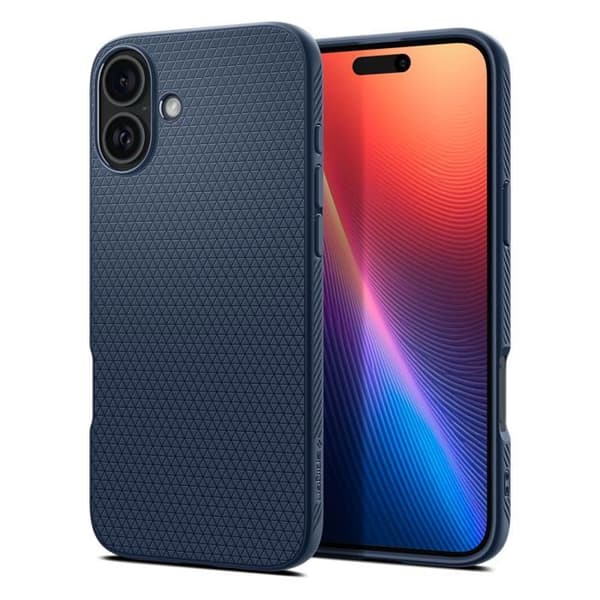 Skyddsskal - Spigen - iPhone 16 - Mörkblå - Semi-rigid - Elegant