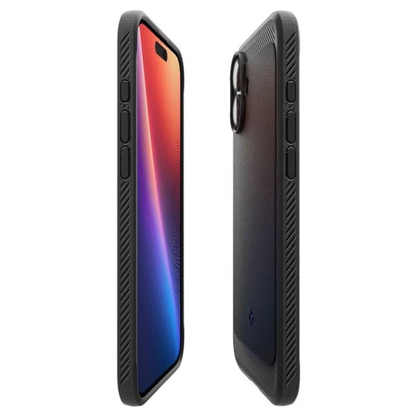 Skyddsskal - Spigen - iPhone 16 - Matt svart - Semihårt - Optimal skydd