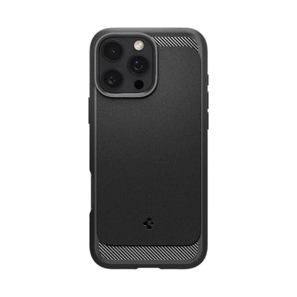 Skyddsask - Spigen - Rugged Armor MagSafe - Matt Svart - Halvstyv - Kompatibel med iPhone 16 Pro Max