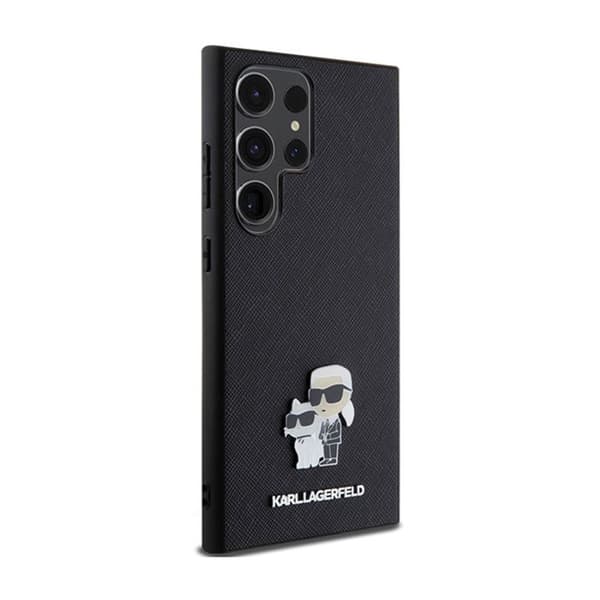Karl Lagerfeld Saffiano Karl & Choupette metallstift - fodral till Samsung Galaxy S24 Ultra (svart)