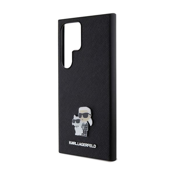 Karl Lagerfeld Saffiano Karl & Choupette metallstift - fodral till Samsung Galaxy S24 Ultra (svart)