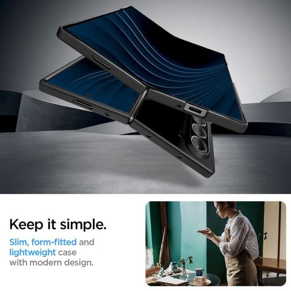 Skyddsskal - SPIGEN - Galaxy Z Fold6 - Semi-hårt - Svart - Maximalt skydd