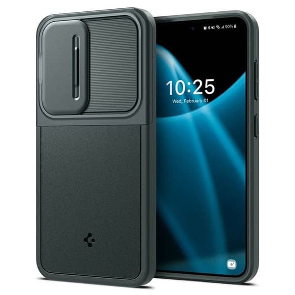 Telefonfodral - telefonbumper Spigen Optik Armor Fodral Kompatibel med Samsung Galaxy S24 5G - Grön