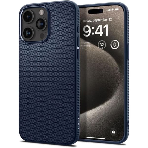 Telefonfodral - telefon bumper Spigen Liquid Air Fodral till iPhone 15 Pro Max - Marinblå