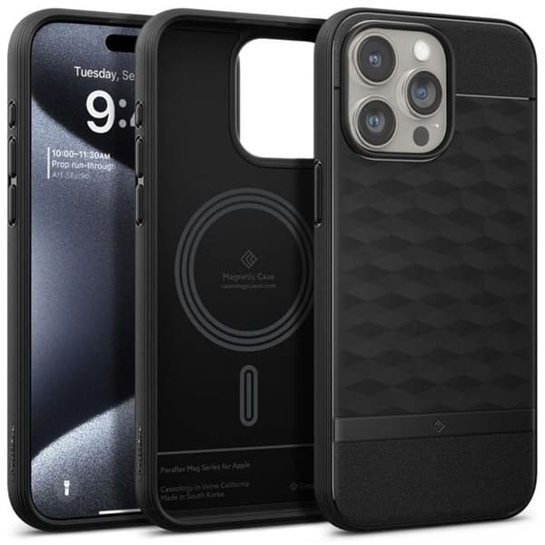Telefonfodral - telefonbumper Spigen Caseology Parallax Mag MagSafe - Fodral för iPhone 15 Pro (Mattsvart)