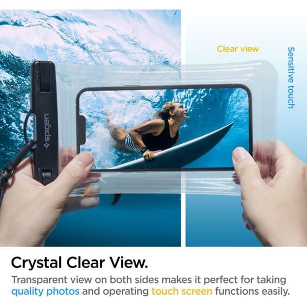 Universell telefonbömsa (paket med 2) - Spigen vattentät fodral A610 - Transparent