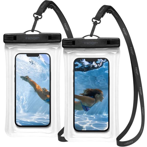 Universell telefonbömsa (paket med 2) - Spigen vattentät fodral A610 - Transparent