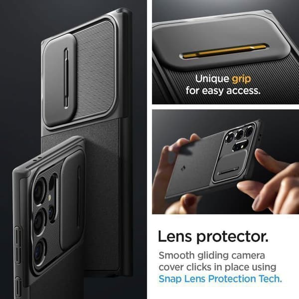 Fodral till Samsung Galaxy S24 Ultra - Spigen Optik Armor - Svart