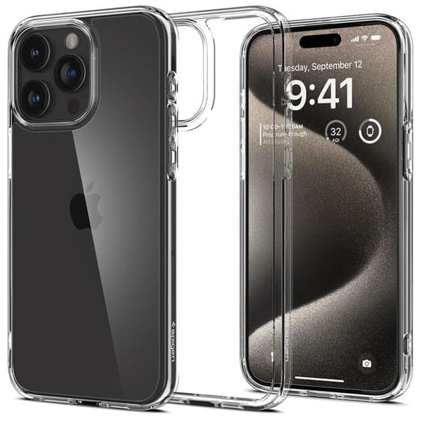 Telefonfodral - Spigen - Ultra Hybrid - Genomskinlig - Maximalt skydd - iPhone 15 Pro Max