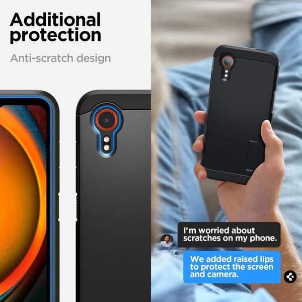 Telefonfodral - Spigen - Galaxy Xcover7 - Svart - Halvstyv - Mil-grade certifierad