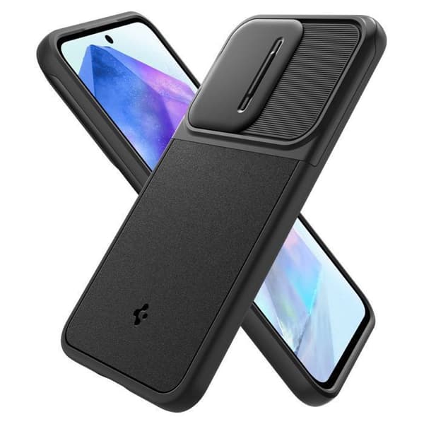 Telefonfodral - Spigen - Optik Armor - Svart - Hybridskydd - Kompatibel Samsung Galaxy A55 5G