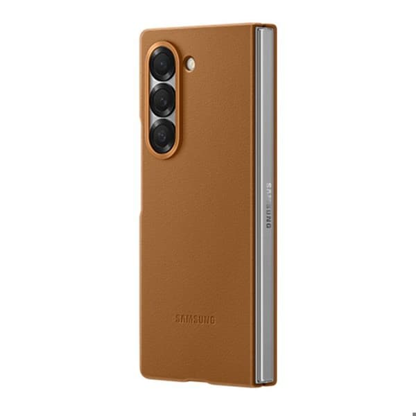 Coque - Kindsuit - Galaxy Z Fold 6 - Äkta läder - Brun - Semi-rigid