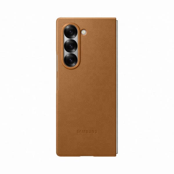 Coque - Kindsuit - Galaxy Z Fold 6 - Äkta läder - Brun - Semi-rigid