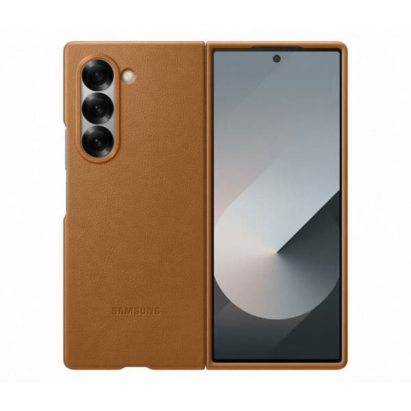 Coque - Kindsuit - Galaxy Z Fold 6 - Äkta läder - Brun - Semi-rigid