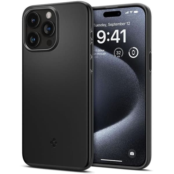 Coque för iPhone 15 Pro - Spigen Thin Fit - Svart