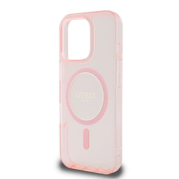 Coque för iPhone 16 Pro MagSafe med Glittrande Cirkel Guess Rosa