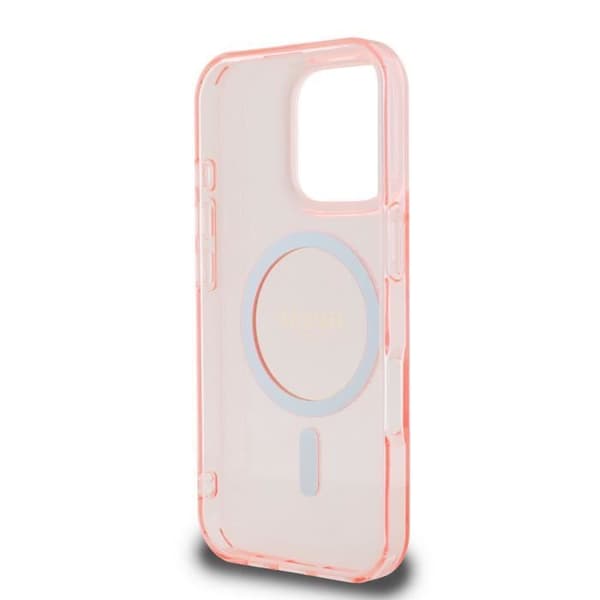 Coque för iPhone 16 Pro MagSafe med Glittrande Cirkel Guess Rosa