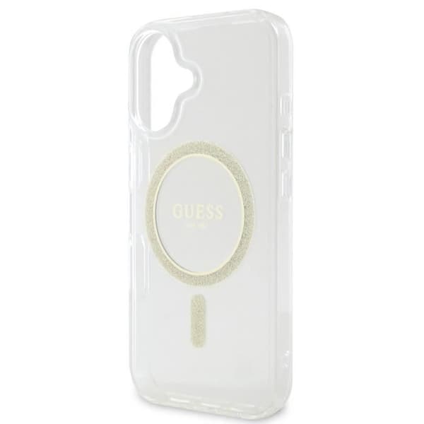 Coque för iPhone 16 Plus MagSafe med Glittrig Cirkel Guess Transparent
