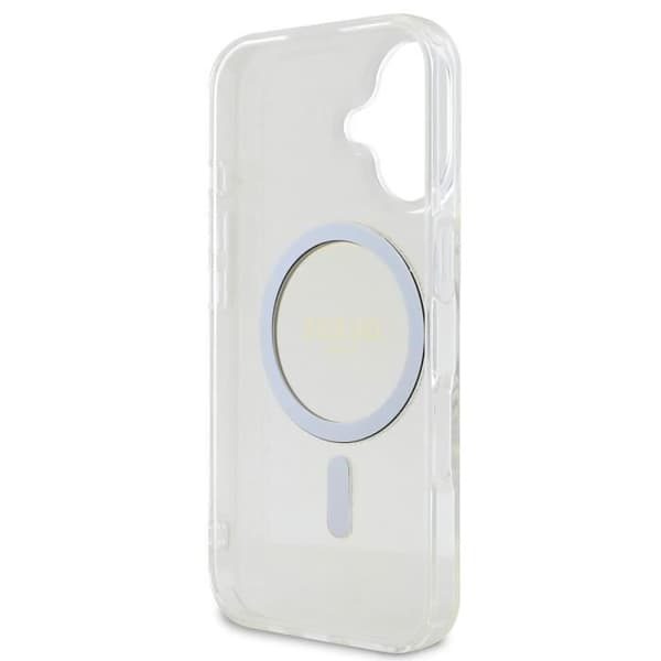 Coque för iPhone 16 Plus MagSafe med Glittrig Cirkel Guess Transparent