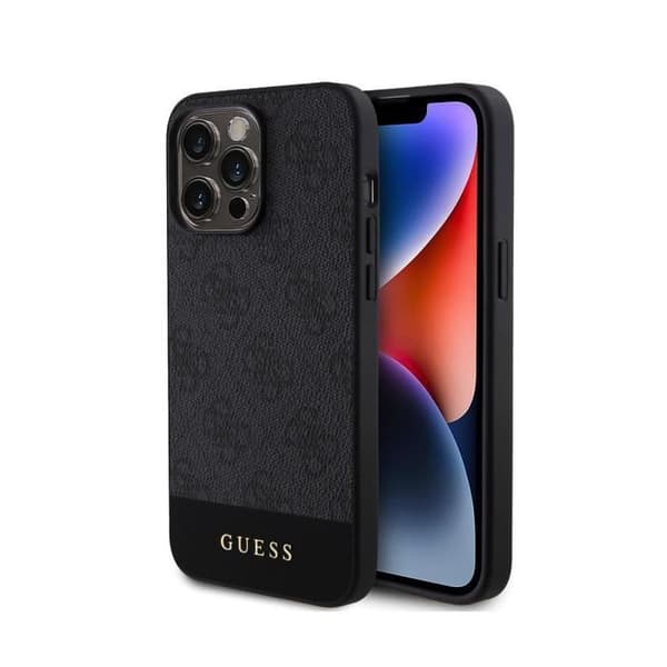 Coque för Apple iPhone 15 Pro Kompatibel med MagSafe Edition 4G Stripe Ultra-Chic Guess Svart