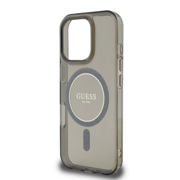 Skal till iPhone 16 Pro Max MagSafe med Glittrande Ring Guess Svart