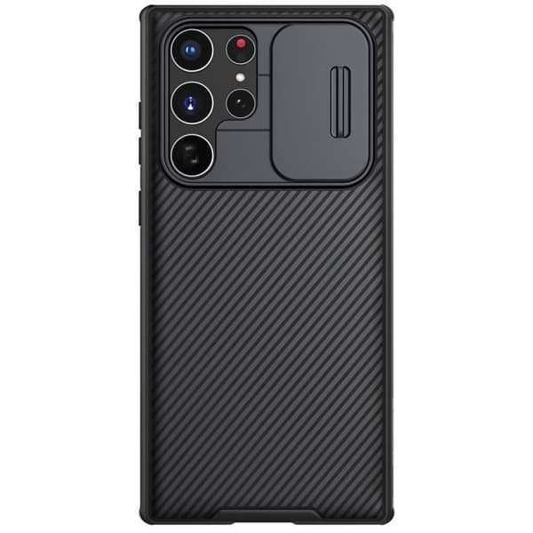 Galaxy-S22 Ultrasvart CamShield-fodral från Nillkin kameraskydd