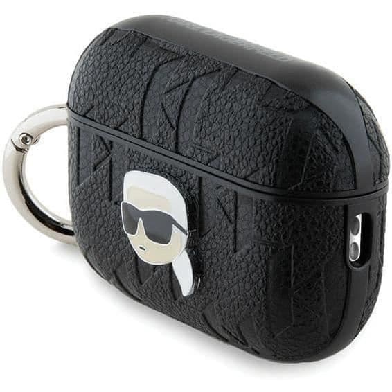 "Coque AirPods Pro 2 - Karl Lagerfeld - Monogram Karl Head - Ekoskinn - Svart - Semi-styv"