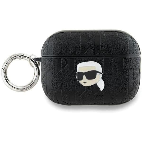 "Coque AirPods Pro 2 - Karl Lagerfeld - Monogram Karl Head - Ekoskinn - Svart - Semi-styv"