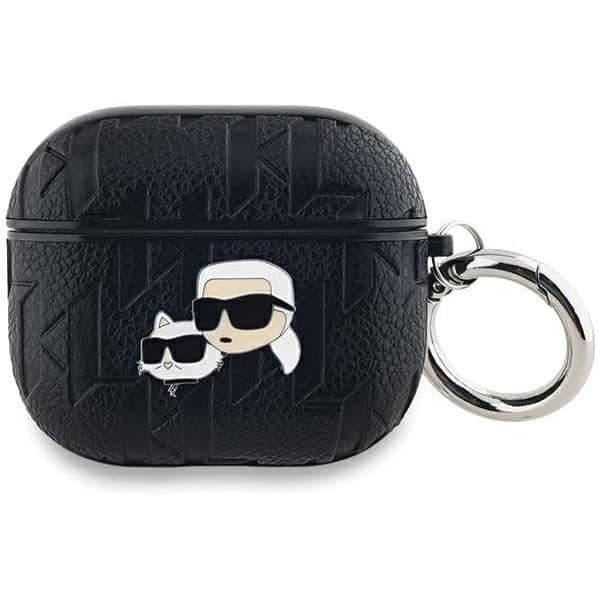 Coque AirPods 3 - Karl Lagerfeld - Monogram Karl &amp; Choupette - Ekoskinn - Svart - Hård