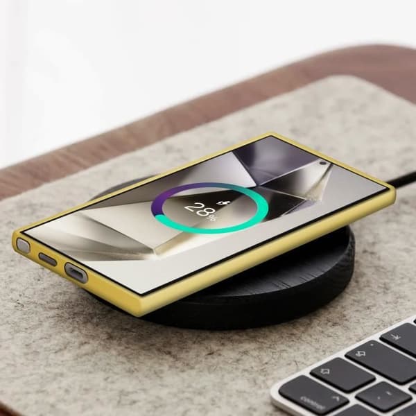 Coque för Samsung Galaxy S25 Ultra Äkta Läder Kindsuit Samsung Guld