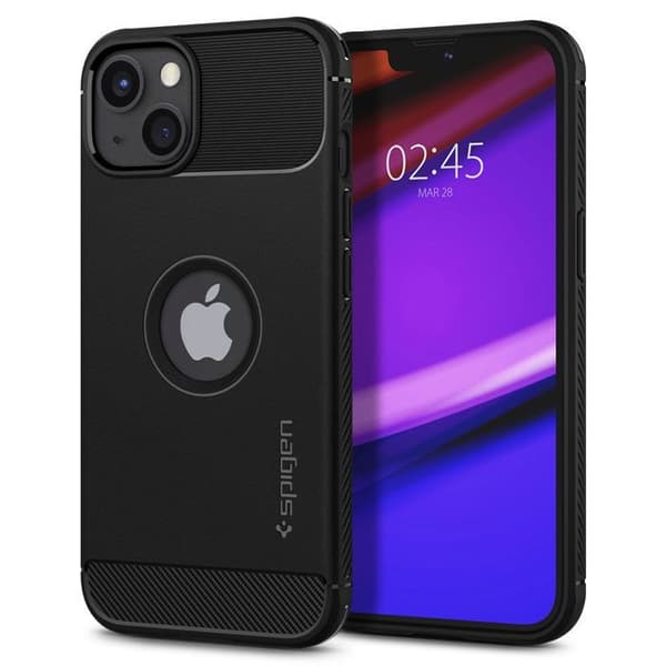 Mobilskal för iPhone 13 - Spigen - Rugged Armor - Svart - Halkfri - Mjuk