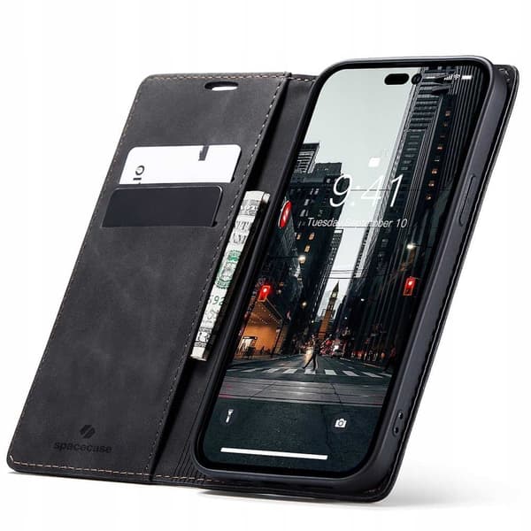 Spacecase Wallet Case For Iphone 14 Pro Max Case Svart