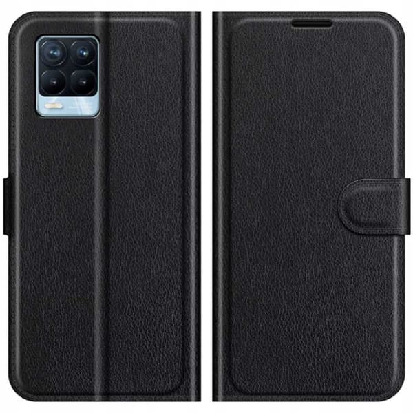 Litchi Deksler For Realme 8 8 Pro Phone Svart